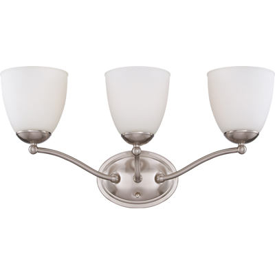 Nuvo Lighting 60/5033  Patton - 3 Light Vanity Fixture with Frosted Glass in Brushed Nickel Finish